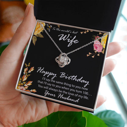 Birthday Gift for Wife CZ Love Knot Pendant Necklace with Message Card - Mallard Moon Gift Shop