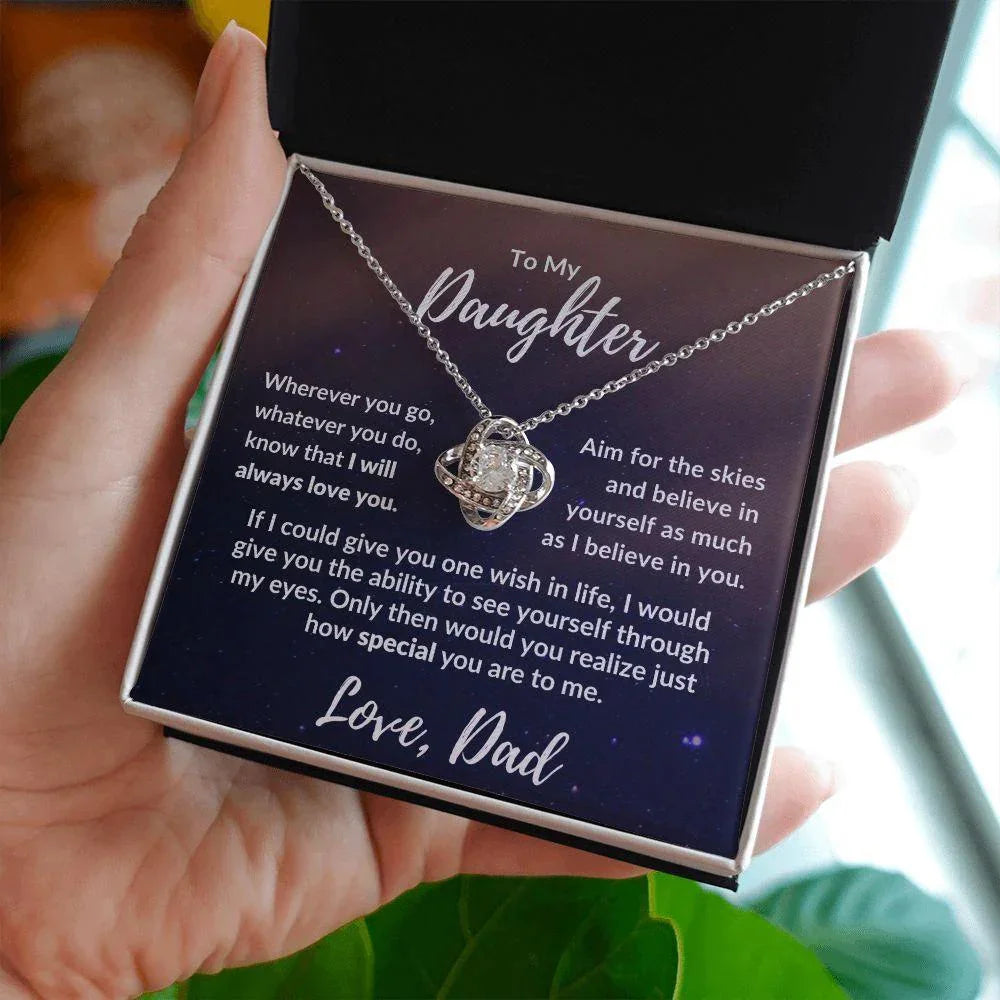 To My Daughter From Dad - I Believe in You - Love Knot Message Card Gift Box