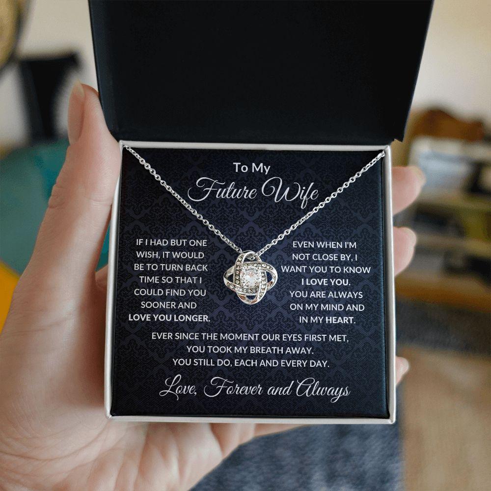To My Future Wife - Always On My Mind - Love Knot Necklace with Message Card Gift Box - Mallard Moon Gift Shop