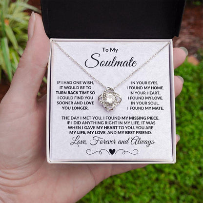 To My Soulmate I Found My Missing Piece Love Knot Necklace with Message Card and Gift Box - Mallard Moon Gift Shop