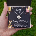 Birthday Gift for Wife CZ Love Knot Pendant Necklace with Message Card