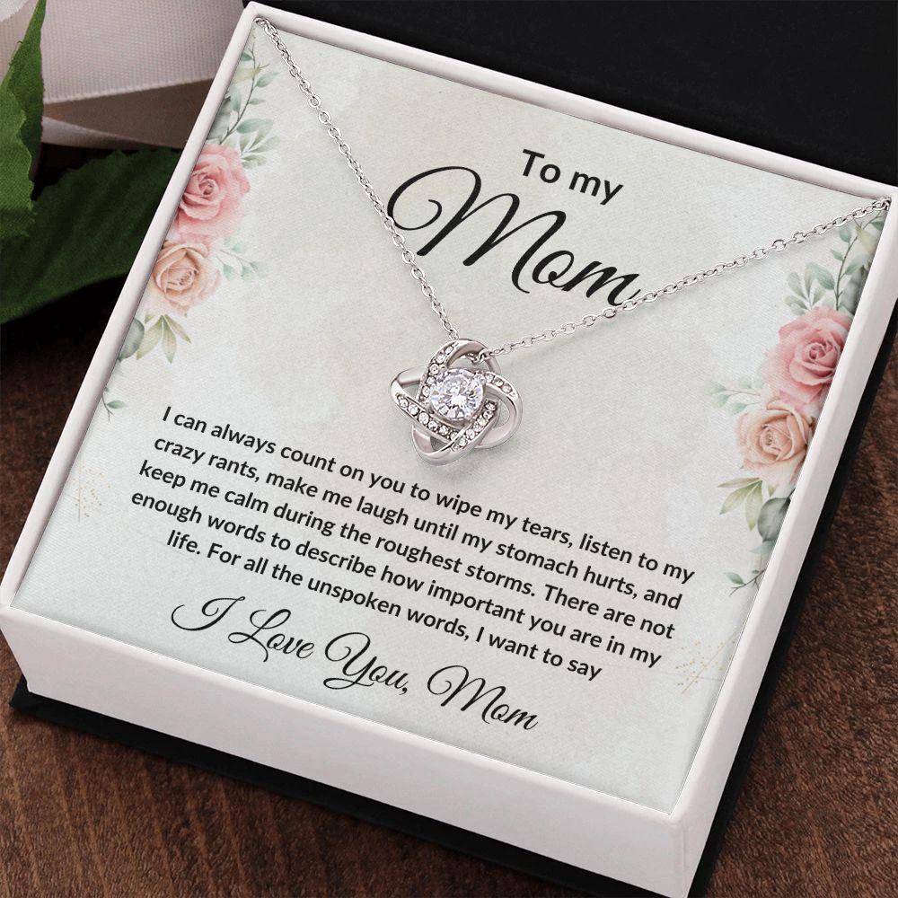 Heartfelt Gift for Mom Love Knot Necklace with Message Card Gift Box