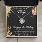 Birthday Gift for Wife CZ Love Knot Pendant Necklace with Message Card