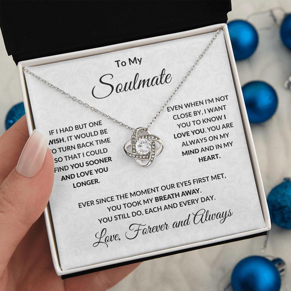 To My Soulmate - Love You Longer - Love Knot Pendant Necklace