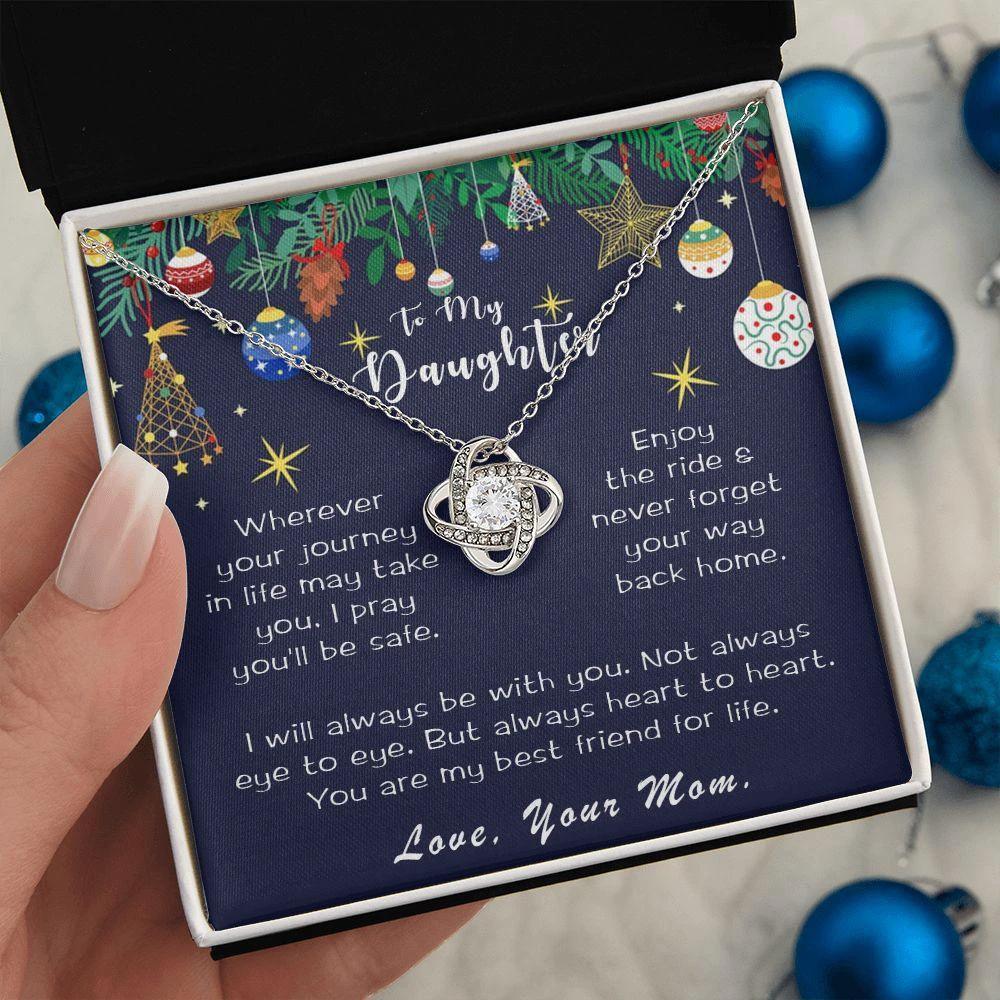 Daughter Necklace Christmas Message Card Gift Box Love Mom Friend for Life