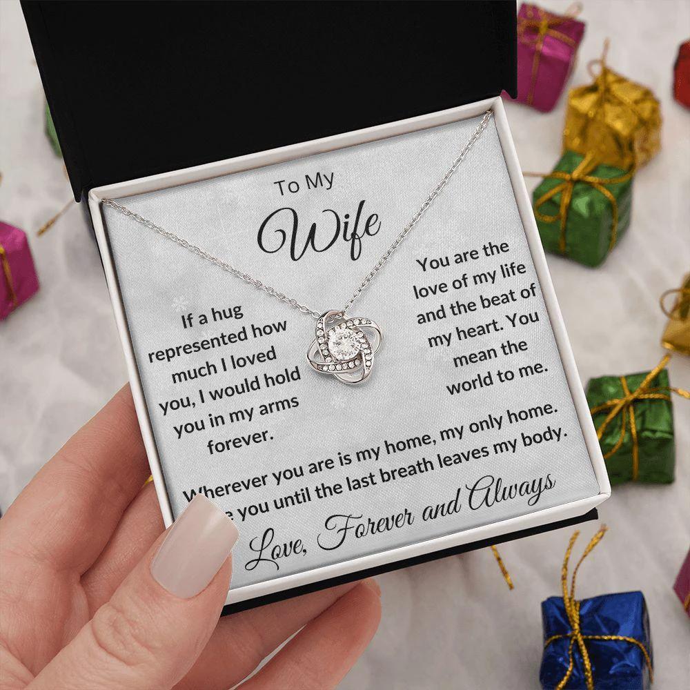 To My Wife - My Last Breath - Love Knot Necklace and Gift Box