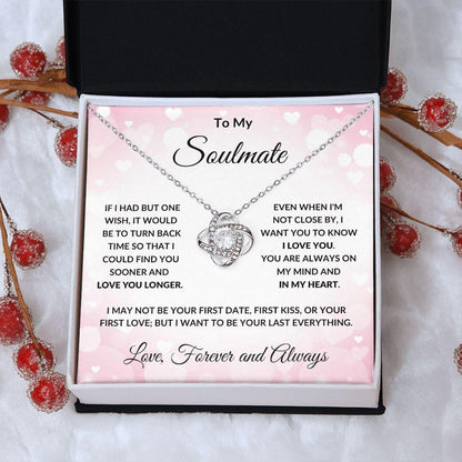 To My Soulmate - Always in My Heart - Love Knot Necklace with Message Card and Gift Box - Mallard Moon Gift Shop