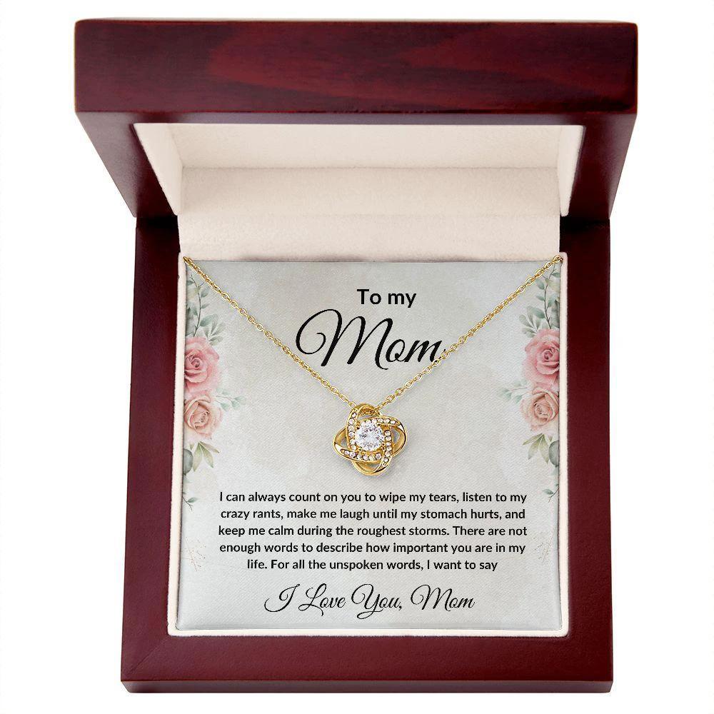 Heartfelt Gift for Mom Love Knot Necklace with Message Card Gift Box
