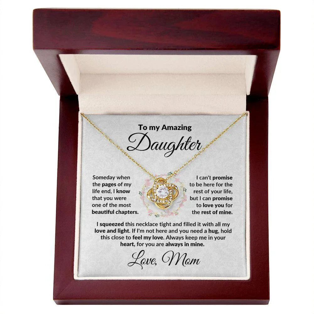 To My Amazing Daughter - I Promise - Love Knot Necklace with Message Card and Gift Box