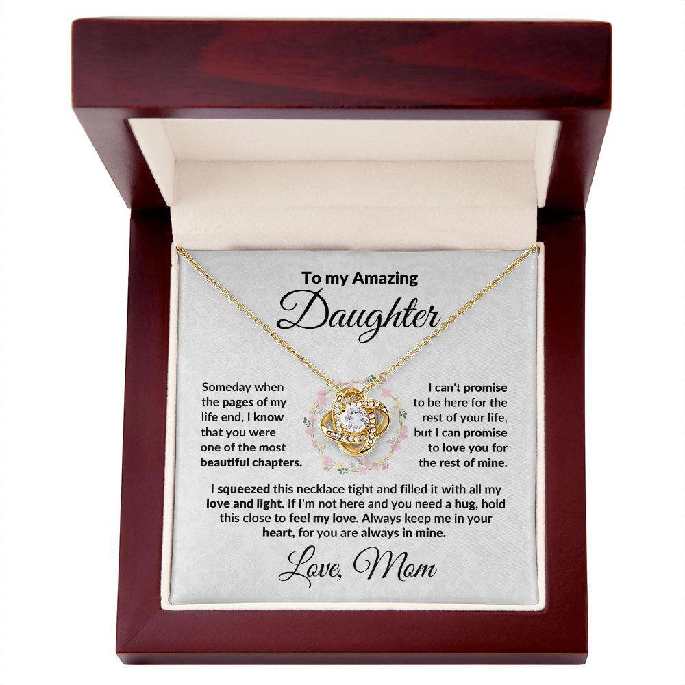 To My Amazing Daughter - I Promise - Love Knot Necklace with Message Card and Gift Box - Mallard Moon Gift Shop