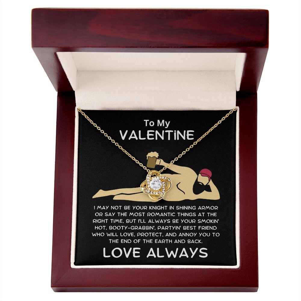 Funny Valentine Gift - Knight in Shining Armor - Love Knot Necklace with Message Card and Gift Box - Mallard Moon Gift Shop