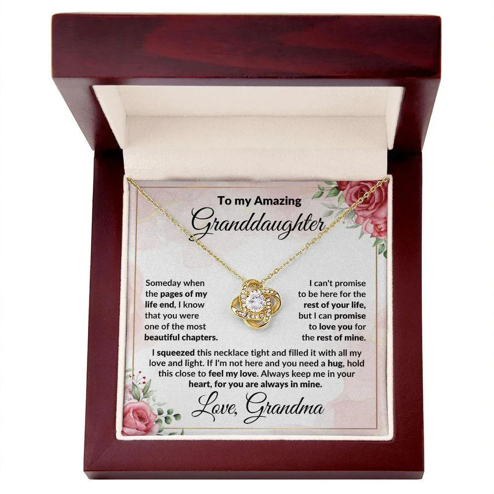 To My Amazing Granddaughter Love Knot Necklace Personalized Message Card