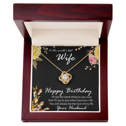 Birthday Gift for Wife CZ Love Knot Pendant Necklace with Message Card - Mallard Moon Gift Shop