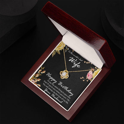 Birthday Gift for Wife CZ Love Knot Pendant Necklace with Message Card - Mallard Moon Gift Shop