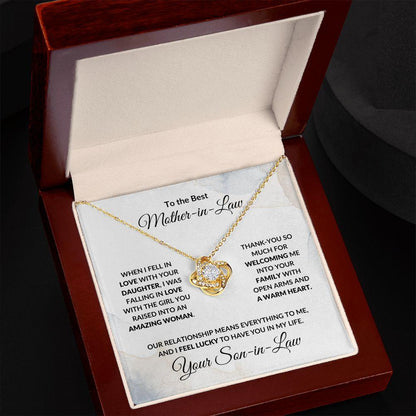 To the Best Mother-in-Law Love Knot Necklace From Son-in-Law - Mallard Moon Gift Shop