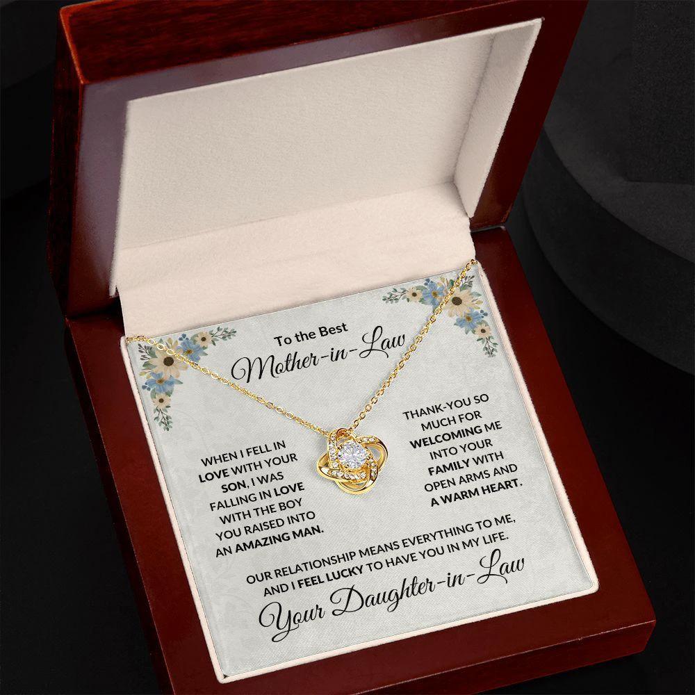 Gift for Mother-in-Law Love Knot Necklace from Daughter-in-Law