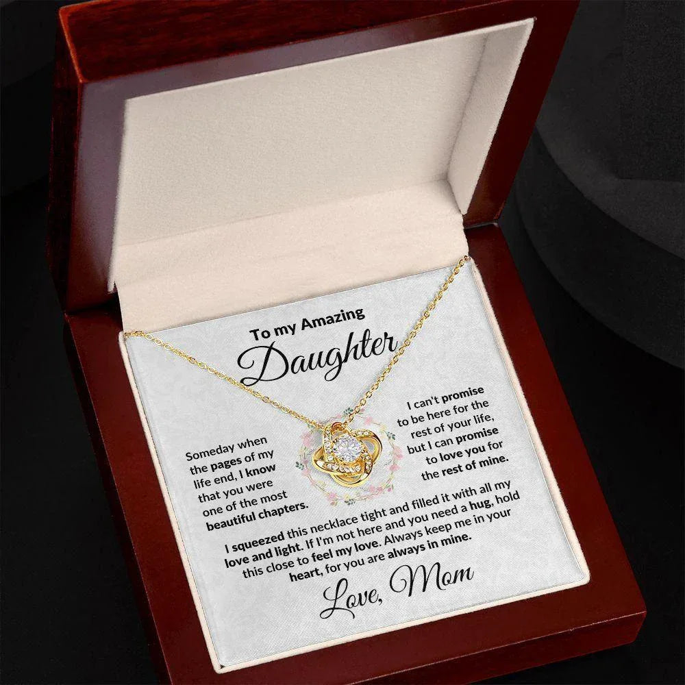 To My Amazing Daughter - I Promise - Love Knot Necklace with Message Card and Gift Box