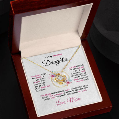 To My Precious Daughter Love Knot Necklace with Message Card and Gift Box - Mallard Moon Gift Shop