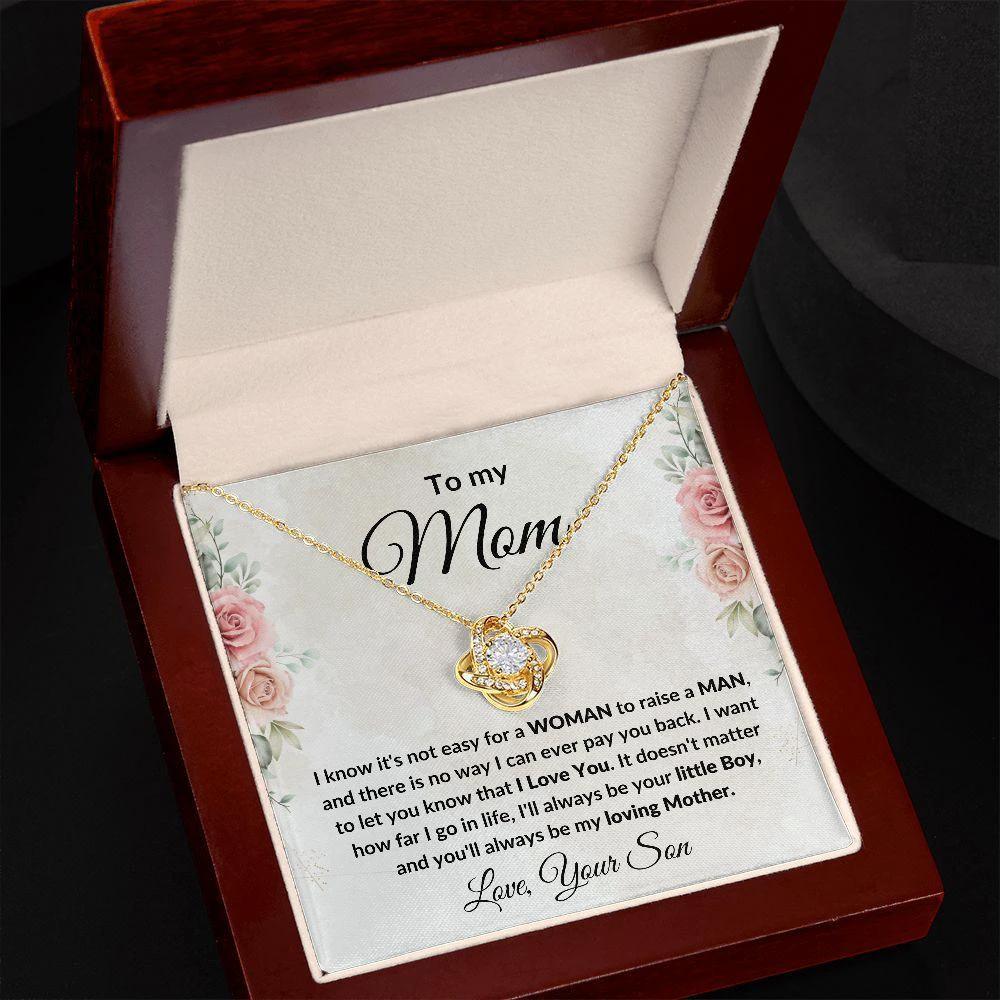 Gift for Mom from Son Love Knot Necklace with Message Card Gift Box