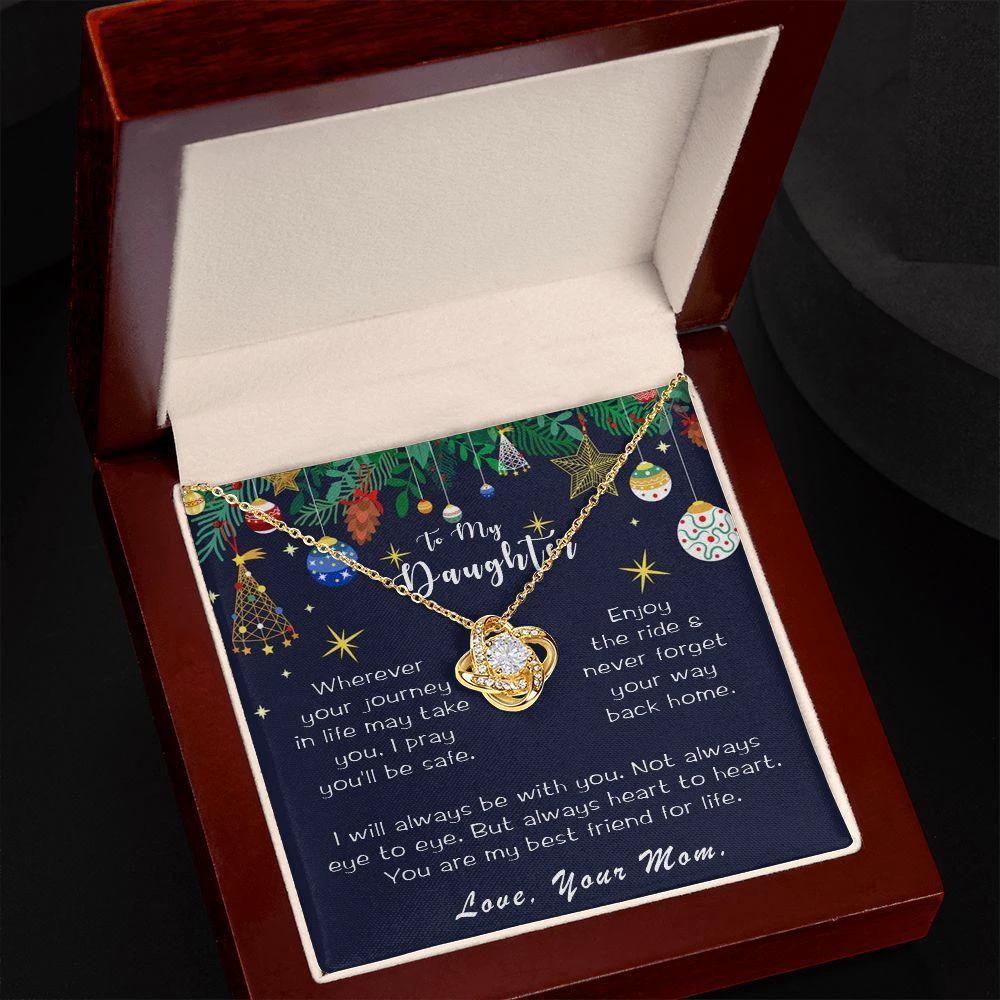 Daughter Necklace Christmas Message Card Gift Box Love Mom Friend for Life