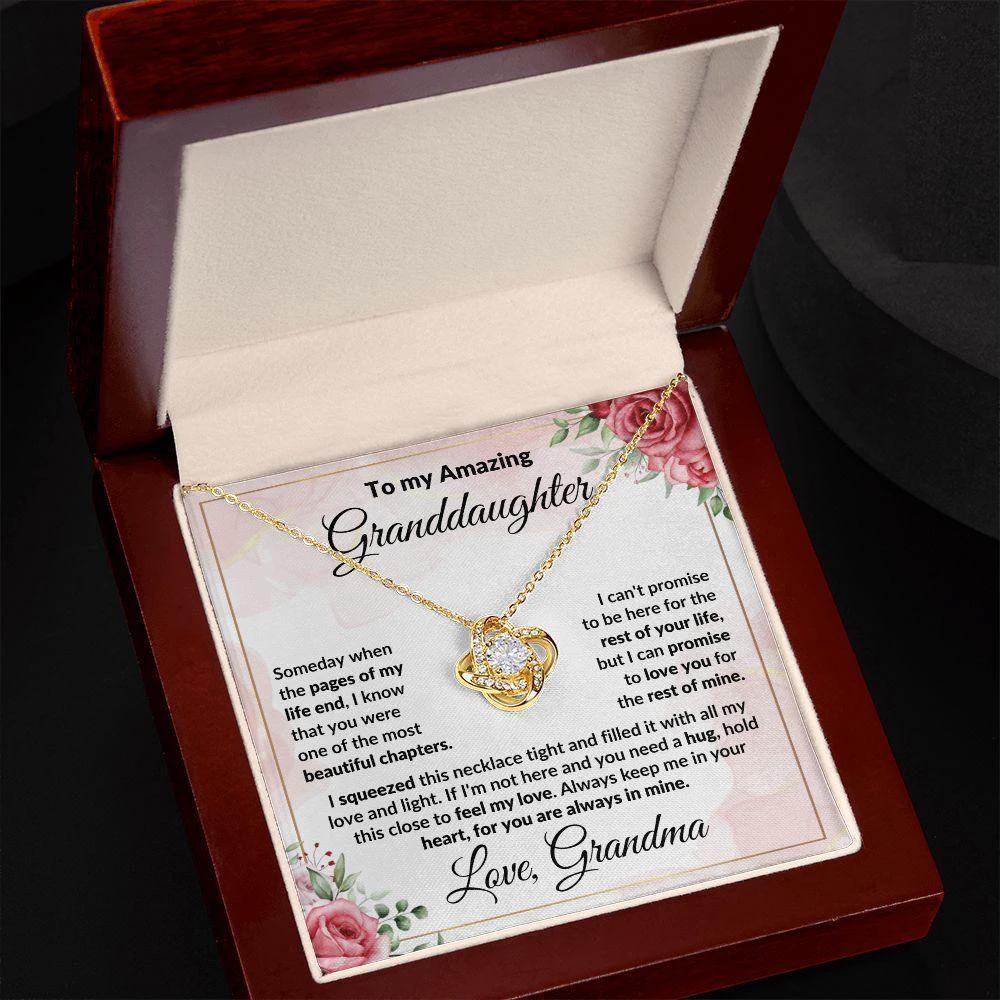To My Amazing Granddaughter Love Knot Necklace Personalized Message Card