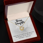 Gift for Bonus Daughter - Gift of Life - Love Knot Necklace Message Card Gift Box