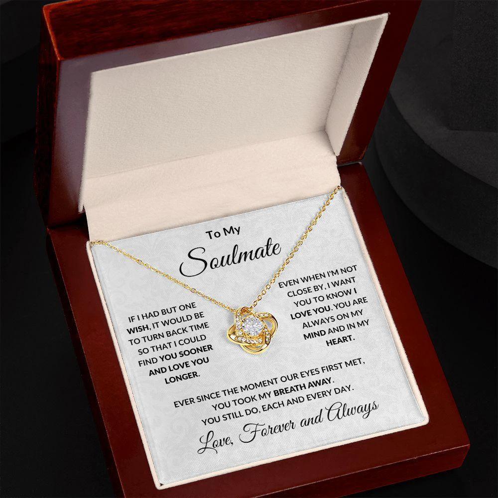 To My Soulmate - Love You Longer - Love Knot Pendant Necklace