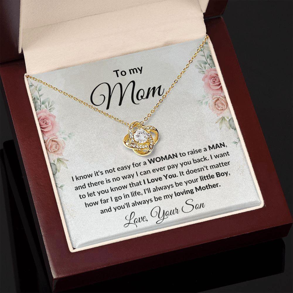 Gift for Mom from Son Love Knot Necklace with Message Card Gift Box