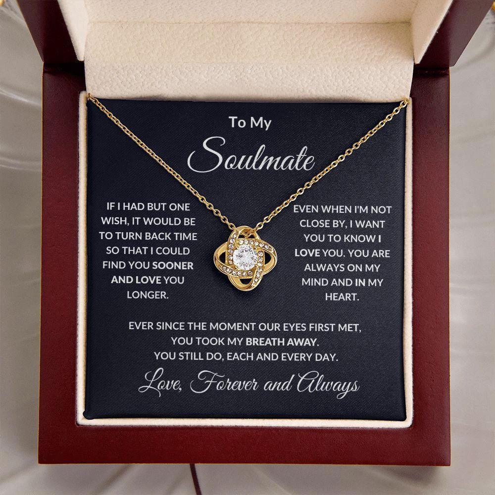 To My Soulmate Love You Forever Love Knot Necklace