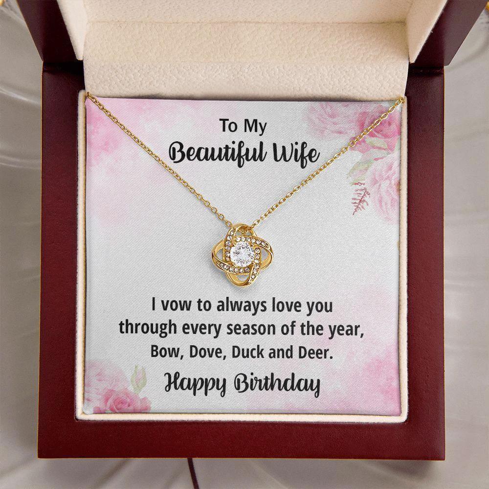 Wife Birthday Gift from Hunter Husband CZ Love Knot Pendant Necklace