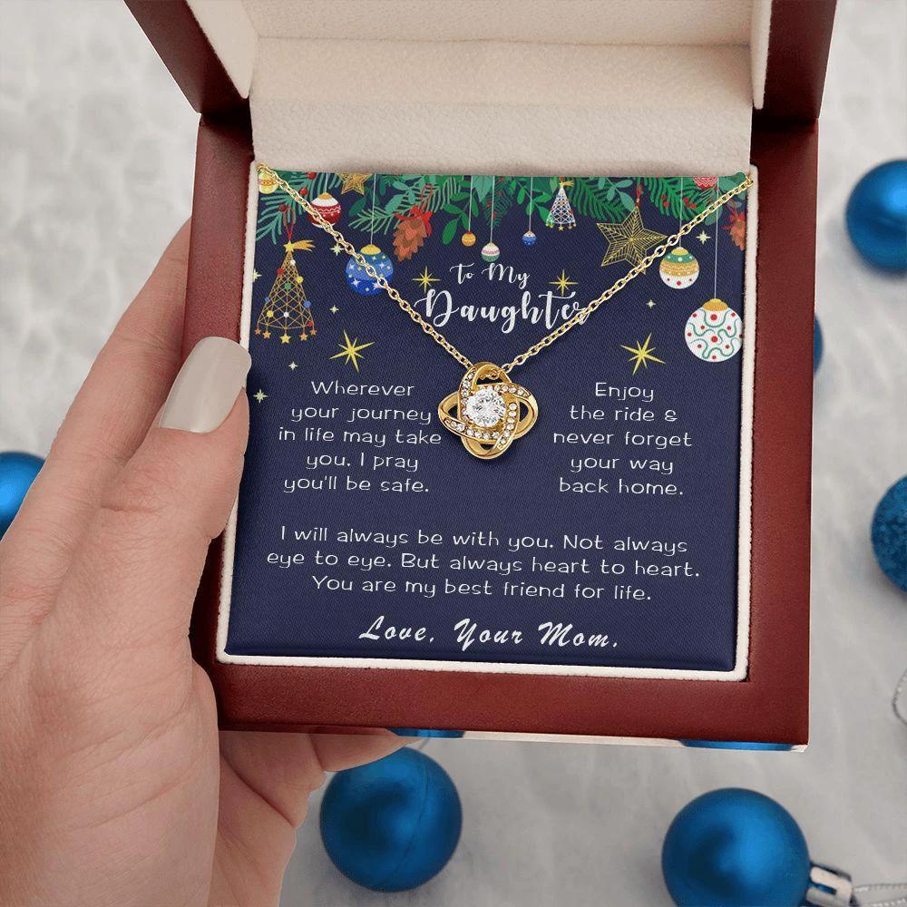 Daughter Necklace Christmas Message Card Gift Box Love Mom Friend for Life