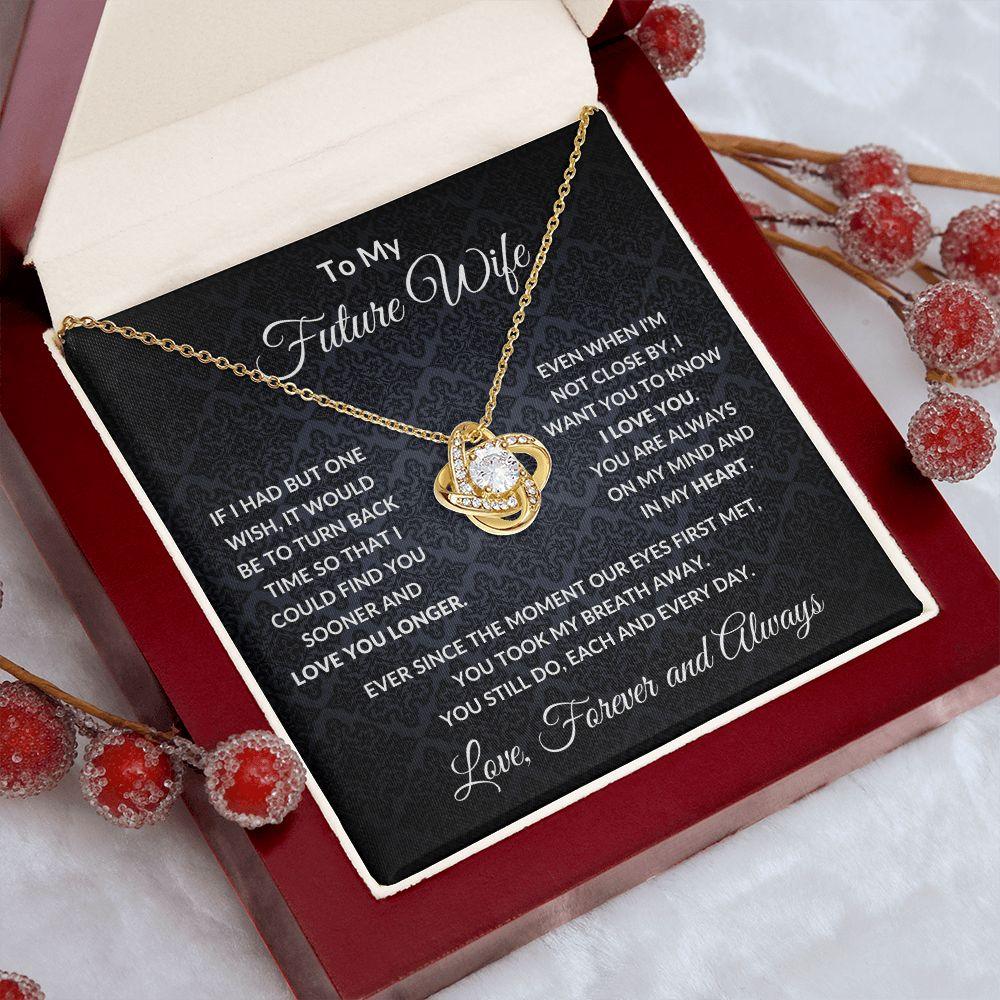 To My Future Wife - Always On My Mind - Love Knot Necklace with Message Card Gift Box - Mallard Moon Gift Shop