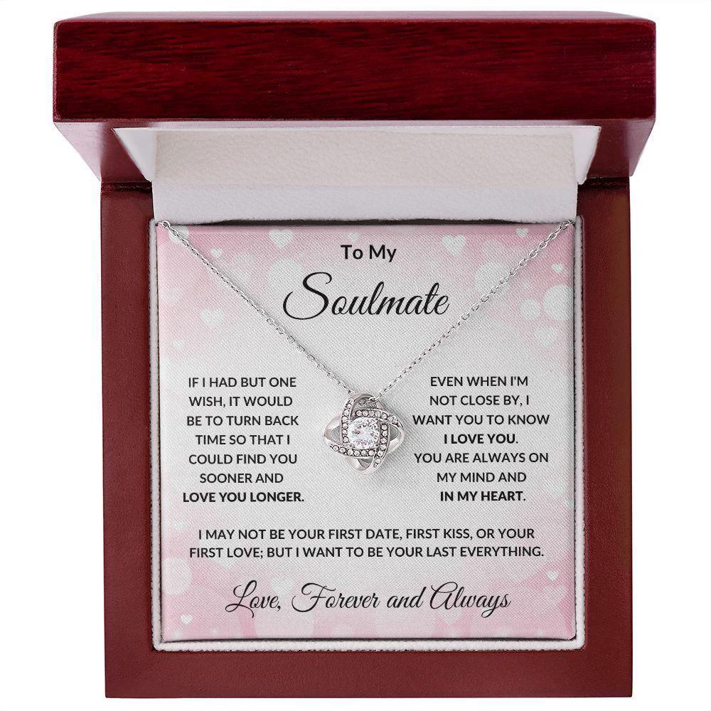 To My Soulmate - Always in My Heart - Love Knot Necklace with Message Card and Gift Box