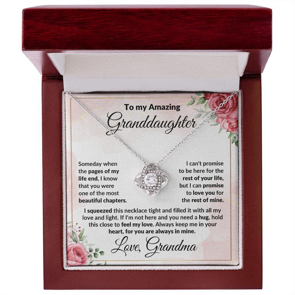 To My Amazing Granddaughter Love Knot Necklace Personalized Message Card