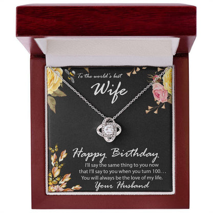 Birthday Gift for Wife CZ Love Knot Pendant Necklace with Message Card - Mallard Moon Gift Shop
