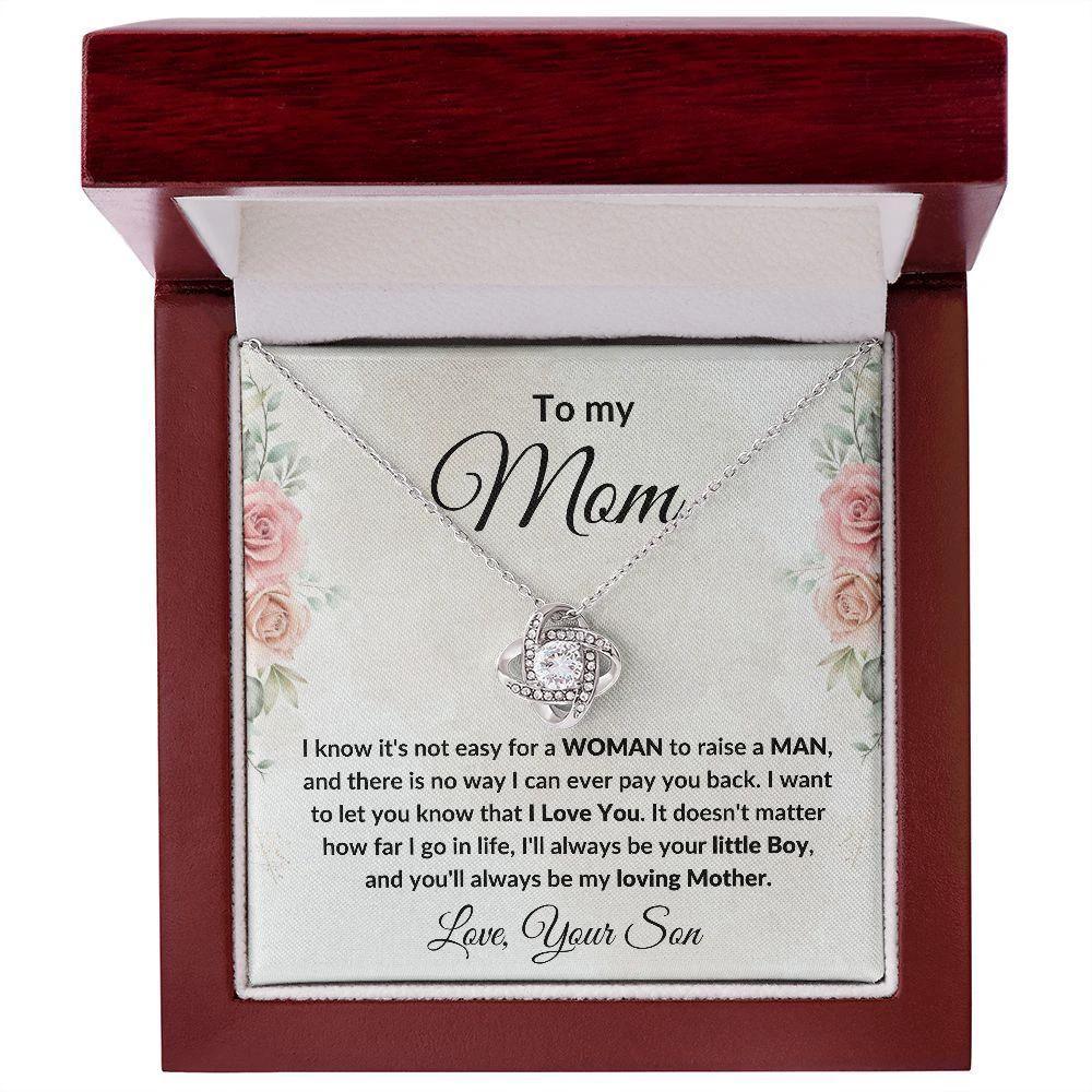 Gift for Mom from Son Love Knot Necklace with Message Card Gift Box