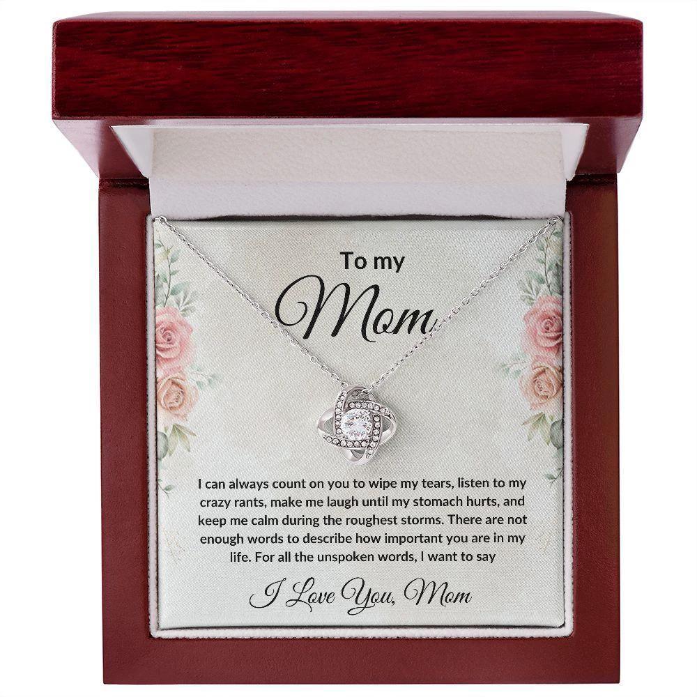 Heartfelt Gift for Mom Love Knot Necklace with Message Card Gift Box