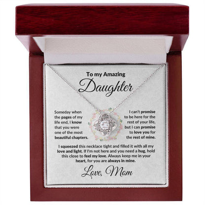 To My Amazing Daughter - I Promise - Love Knot Necklace with Message Card and Gift Box - Mallard Moon Gift Shop