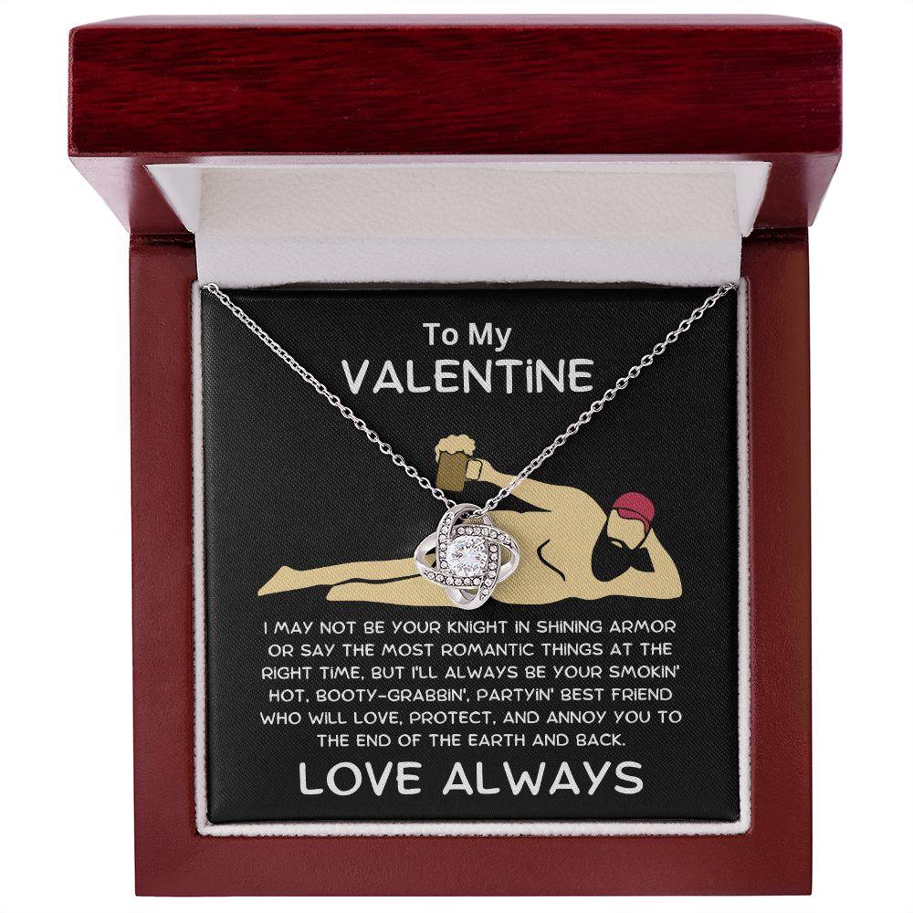 Funny Valentine Gift - Knight in Shining Armor - Love Knot Necklace with Message Card and Gift Box - Mallard Moon Gift Shop