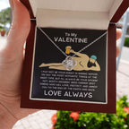 To My Valentine - Knight in Shining Armor - Love Knot Necklace with Funny Message Card and Gift Box