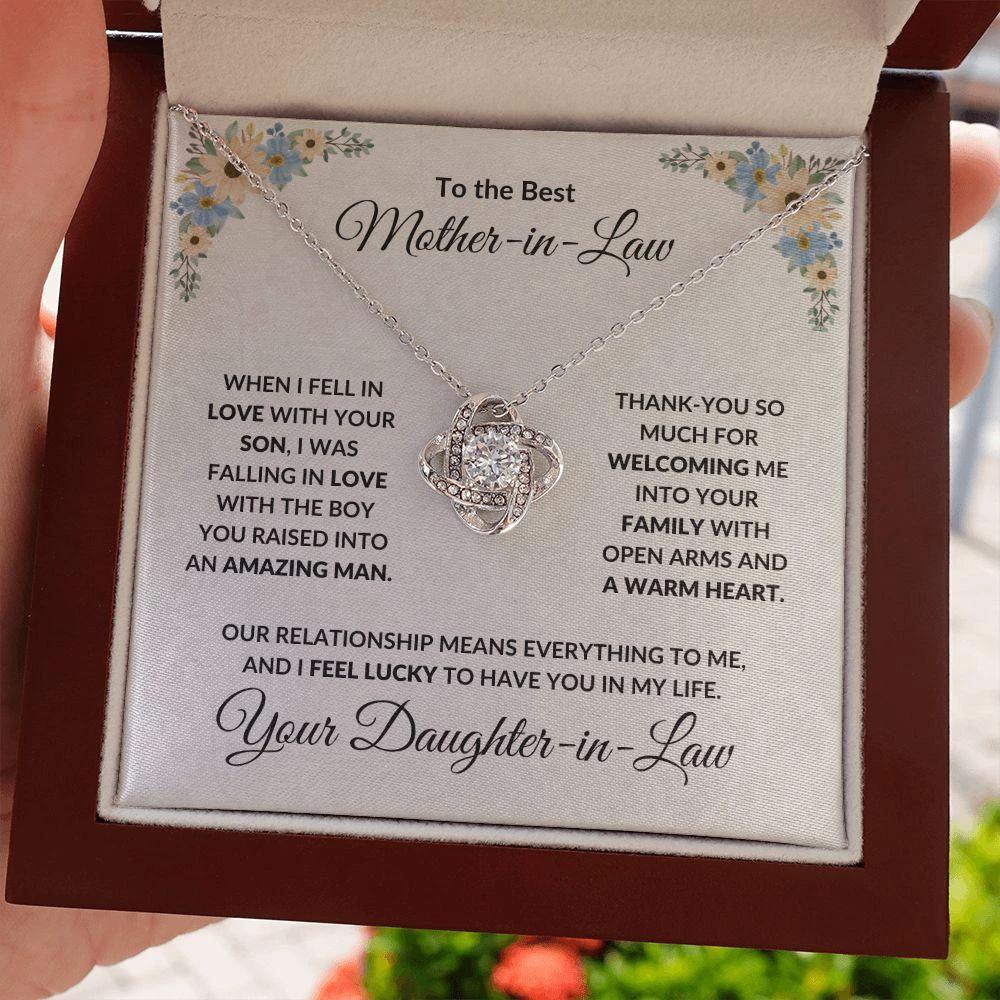Gift for Mother-in-Law Love Knot Necklace from Daughter-in-Law