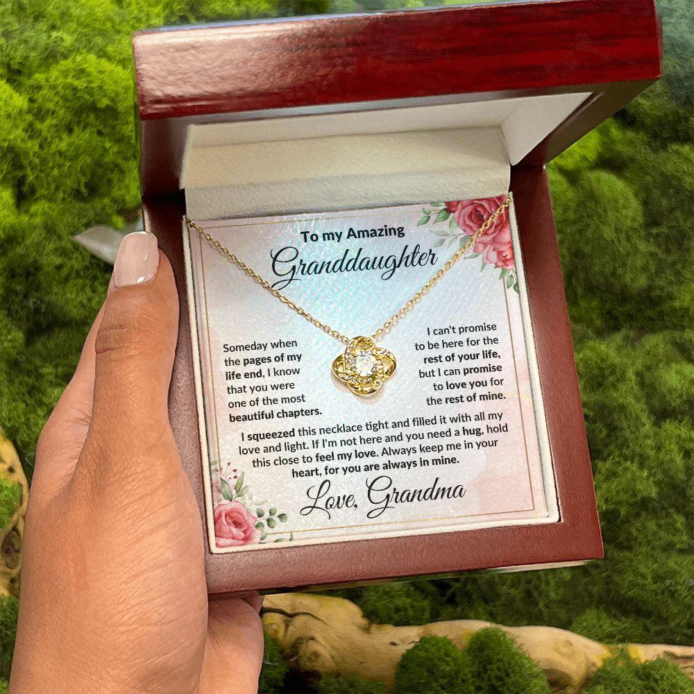 To My Amazing Granddaughter Love Knot Necklace Personalized Message Card