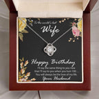 Birthday Gift for Wife CZ Love Knot Pendant Necklace with Message Card