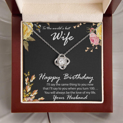 Birthday Gift for Wife CZ Love Knot Pendant Necklace with Message Card - Mallard Moon Gift Shop