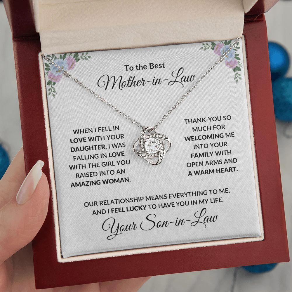 Mother-in-Law Personalized Gift Love Knot Necklace from Son-in-Law