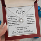 To My Beautiful Wife You Make My Heart Smile Love Knot Necklace