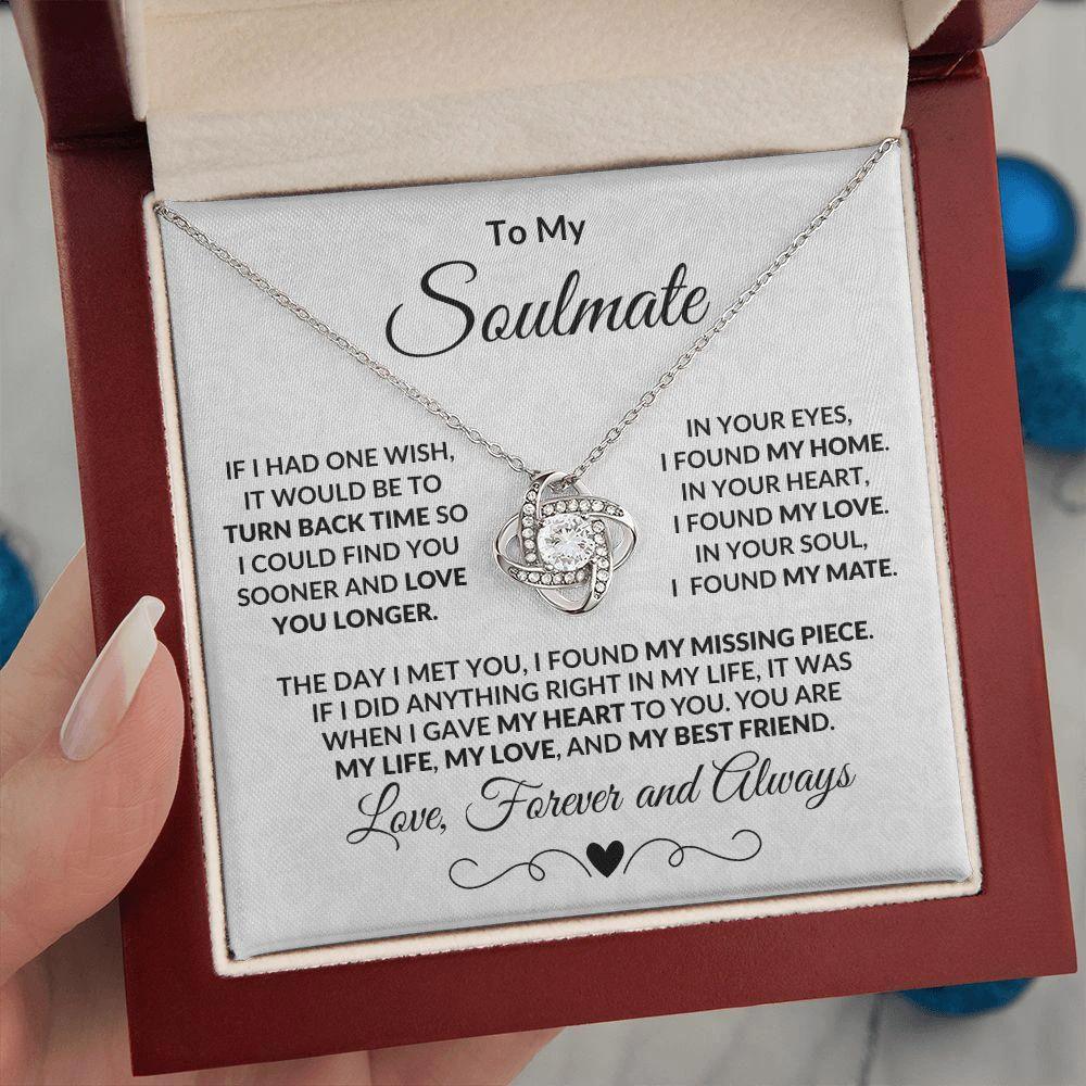 To My Soulmate - One Wish - Love Knot Necklace with Heartfelt Message