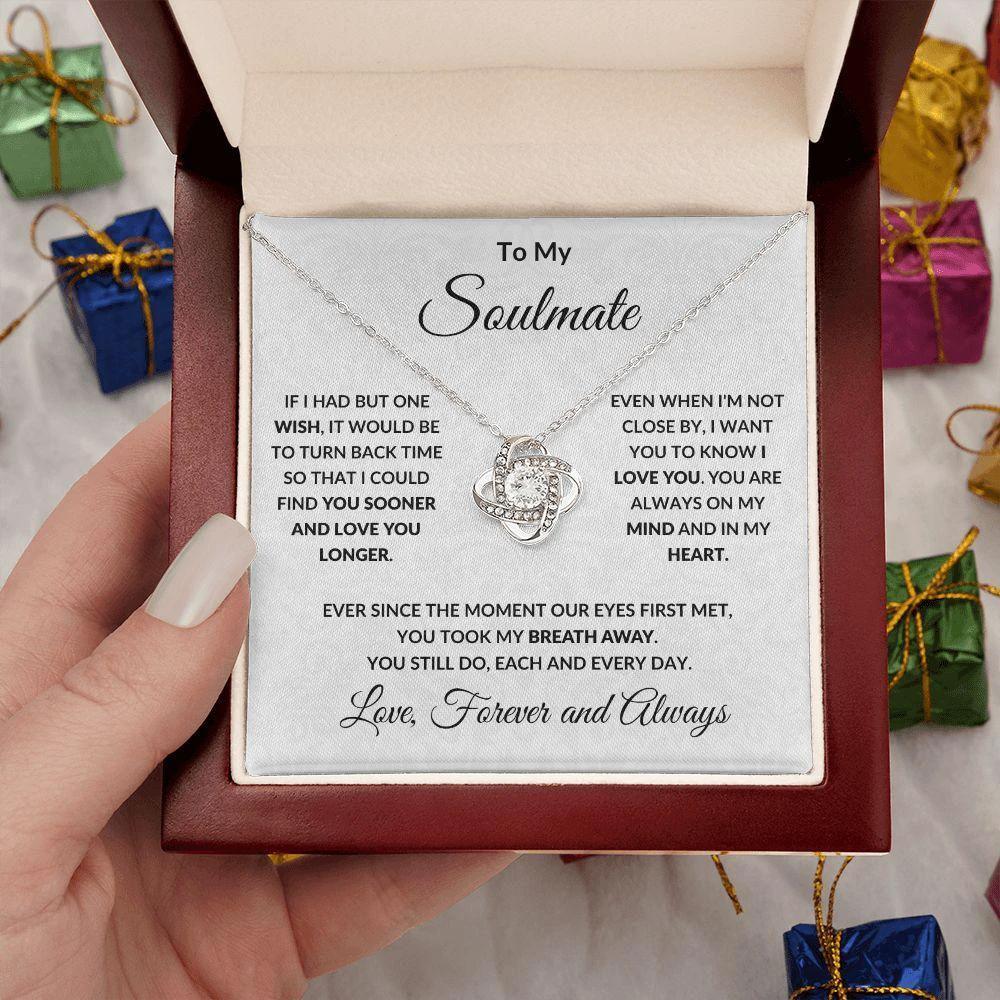 To My Soulmate - Love You Longer - Love Knot Pendant Necklace