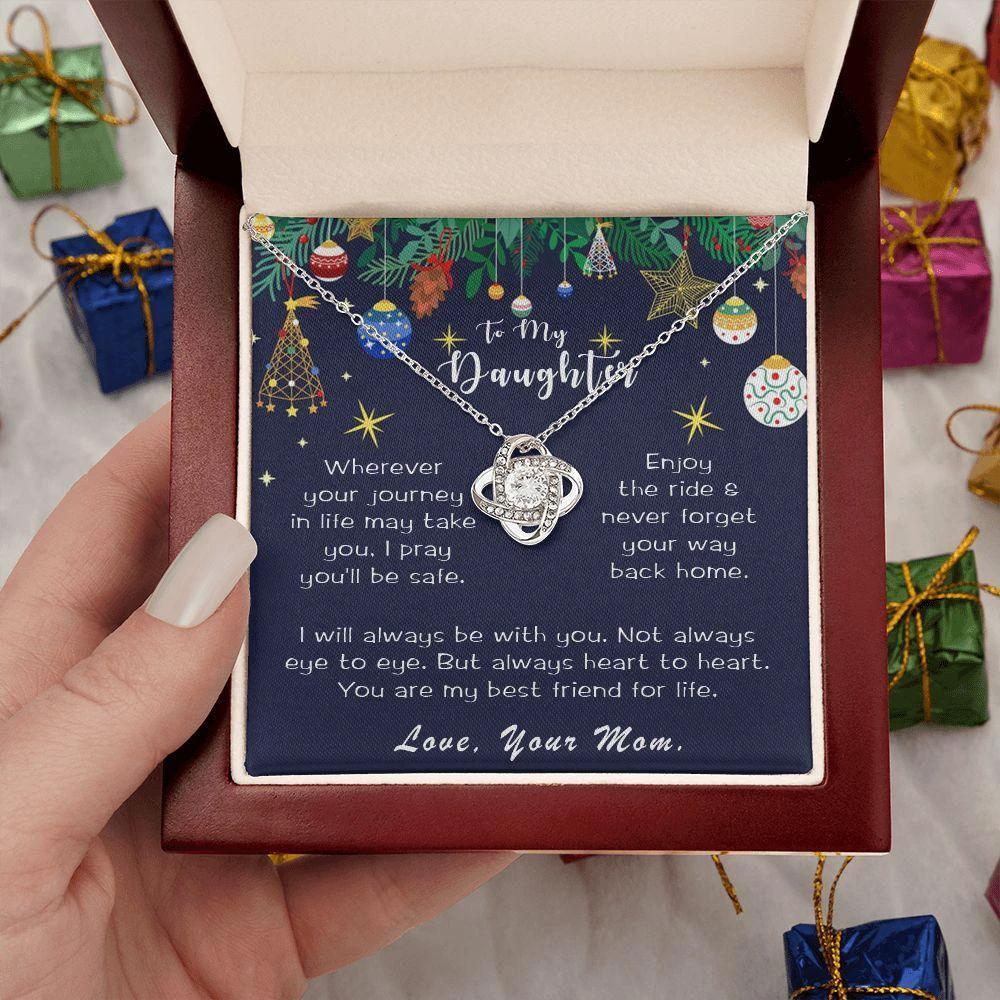 Daughter Necklace Christmas Message Card Gift Box Love Mom Friend for Life