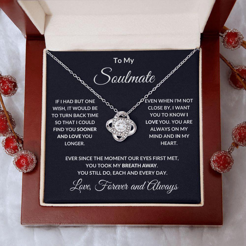 To My Soulmate Love You Forever Love Knot Necklace